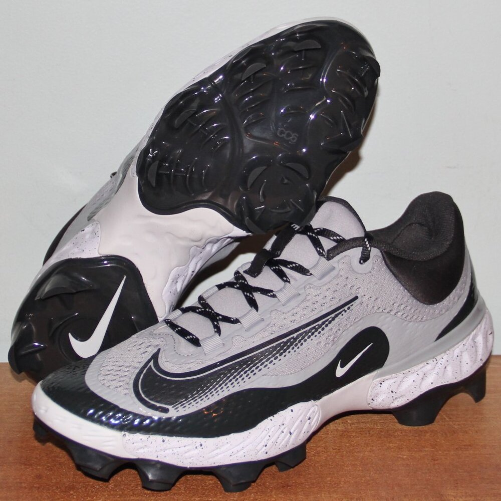 Nike Alpha Huarache Elite 4 Low MCS Baseball Cleats Men 12.5 Grey Black